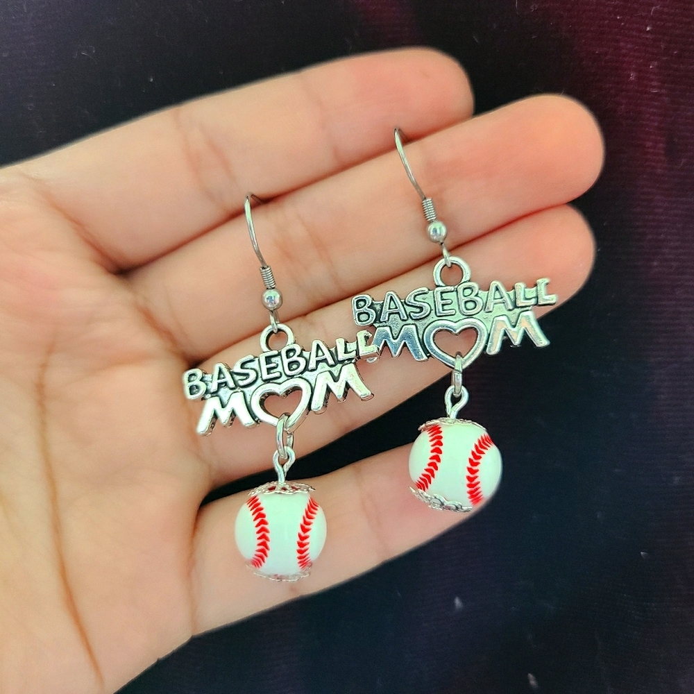Baseball mom earrings bat ball fashion mother